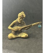 Antique Asian Bronze Mini Figure Oldman playing Music - $859.87 MXN