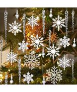 100PCS Christmas Decoration Acrylic Snowflake Tree Icicle Snowflake Decor - $15.00