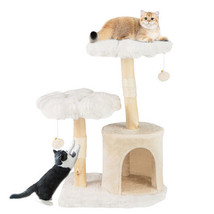 Cute Solid Wood Cat Tree Natural Branch Modern Flower Cat Tower with Sisal Scrat - $2,645.94 MXN