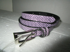 Womens EXPRESS Snakeskin pattern BELT Genuine Leather Lt Purple S 36&quot; x ... - £5.19 GBP