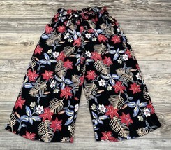 SKY AND SAND Culottes Pants Wide Leg Floral Leaf Print Tie Waist Size Small - $26.73