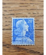 France Stamp Republique France 20f Used Blue Marianne - $55.89 MXN