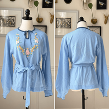 Vintage 70s CariKnits Belted Sweater Crewel Needlework M L - $76.50