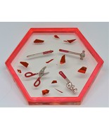 Hexagon tool coaster with red rim, Masculine coaster, Man cave, garage, ... - £4.03 GBP
