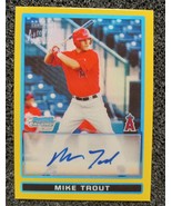 Mike Trout Bowman Gold Border Autograph Refractor Rookie Card. Reprint M... - $1.98