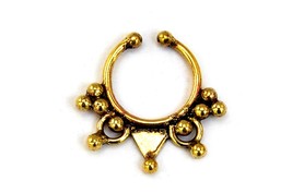 Ethnic Septum Ring, Fake Tribal Septum Ring, Gold Nose Ring - £6.29 GBP