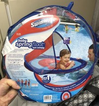NEW  Swimways Baby Spring Pool Float Sun Canopy Ages 9-24 M Blue/Red Inf... - $21.77