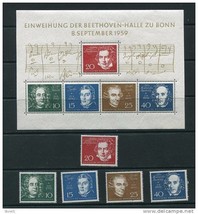 Germany 1959 Sheet Mi Block 2+Stamps Mi 315-9 MNH Composers Cv 52 euro - £30.25 GBP