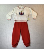 Vintage Lil’ Lamonsters 24M Knit Sweater Pants Outfit NWT Red White Crest - $46.52 CAD