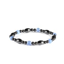 Nature Magnetic Therapy Black Stone Blue Cat Eye Beaded Hematite beads Bracelet  - £10.66 GBP