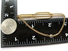 1/20 12K Gold Filled Tie Bar w Chain Vintage Men&#39;s Accessories - £27.75 GBP