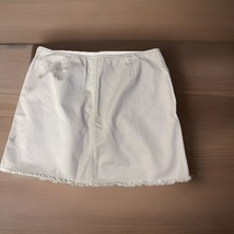 Denim J.Crew Light Tan Mini Skirt Sz 4 Chinos Distressed Hem Short Zipper - $239.81 MXN