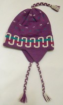 VERMONT NEEDLECRAFTS Vintage Wool Ski Hat Earflaps Purple Pink Teal One ... - £26.33 GBP