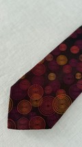 Christian Lacroix Men’s Silk Tie Burgundy With Circles Orange Gold - $29.67