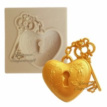 Heart Key Silicone Mold Valentine Heart Shape Fondant Candy Chocolate Sugarcraft - £10.09 GBP