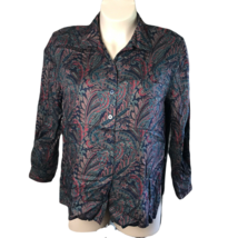 Evan-Picone Button Up Classy Collared Shirt ~ Sz 14 ~ Paisley ~ Long Sleeve - £17.97 GBP