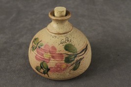 Vintage Pomander Pierced Scent Vase Pink Desert Rose Mexico Folk Art Pottery - £16.17 GBP