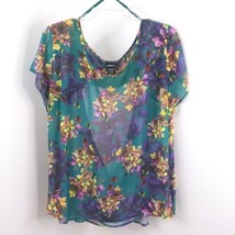 Torrid Women&#39;s 4 (4X/26) Semi-Sheer Floral Open Back Multicolor Blouse Top - $11.50