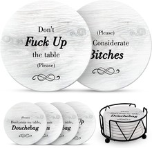 Funny Coasters For Drinks With Holder - Absorbent Drink, Bar Decorations - £35.96 GBP