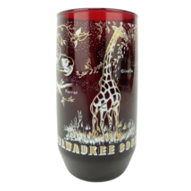 Vintage Anchor Hocking Glass Ruby Red Tumbler w Milwaukee County Zoo Whi... - £23.99 GBP