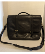 BOULDER RIDGE Shafmaster Black Leather Computer Briefcase Shoulder Strap - $611.88 MXN