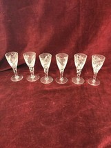 SHERY VINTAGE ETCHED CLEAR CRYSTAL STEMWARE  SHOT 6 PIECES 4 INCH - £22.12 GBP