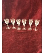 SHERY VINTAGE ETCHED CLEAR CRYSTAL STEMWARE  SHOT 6 PIECES 4 INCH - £21.78 GBP
