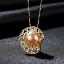 S925 Sterling Silver Pendant Necklace Snail Shaped Freshwater Pearl Pendant Wome - £18.76 GBP