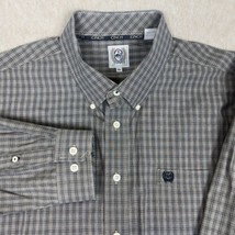 Cinch Mens XL Button Down Shirt Gray Plaid Long Sleeve Western Rodeo Cow... - £18.22 GBP