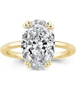 3 Ct Oval Lab Created Diamond Solitaire Wedding Ring 14k Yellow Gold Plated - £70.88 GBP