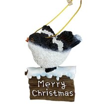 Ganz Winter Chickadee Perched on a Sign Birdwatcher Bird Ornament Black White 3&quot; - £4.49 GBP