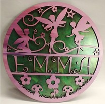 Personalized Fairy Name plaque wall hanging sign – two laser cut layers - $35.00