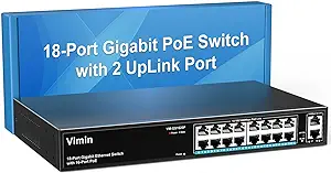 16 Port Gigabit Poe Switch With 2 Uplink Gigabit Ports, 18 Port Unmanage... - $203.99