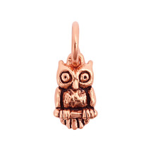 Nocturnal Little Owl Animal Lover Rose Gold Over Sterling Silver Charm Pendant - £10.95 GBP