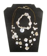 Baroque Freshwater Mother of Pearl Shell Bracelet and Necklace Set 18&quot; v... - £21.39 GBP