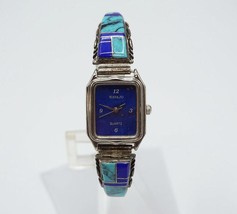 Navajo Quartz Analog Ladies Watch Sterling Silver Turquoise Tips - £39.56 GBP
