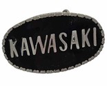 Kawasaki Motorcycle Belt Buckle Black Enamel Silver Chain Border Rider #... - $17.77