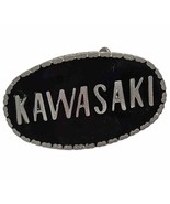 Kawasaki Motorcycle Belt Buckle Black Enamel Silver Chain Border Rider #... - $337.76 MXN