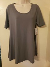 7A New Lularoe Perfect T Swing Tunic Top Solid Gray Side Slits Spandex S... - $15.97