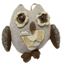 Kohls Plush Owl Christmas Ornament Multi Fabric Button Eyes 7 In Brown - £8.12 GBP