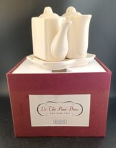 Restoration Hardware Le The Pour Deux Set Porcelain Teapots + Lids + Und... - £14.19 GBP
