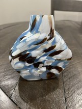 Appalachian Glass End Of Day Small Vase Soap Dispenser Blue White Hand B... - $19.79