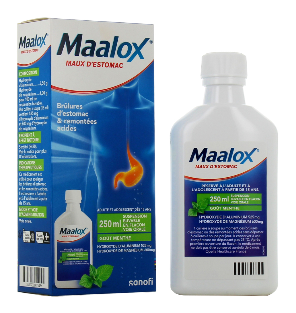 Maalox Stomach Ache - For Heartburn & Acid Reflux - 250 ml - Mint Flavor