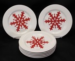 Canterbury First Frost Red Snowflake Christmas Salad Plates 7 3/4&quot; Lot of 7 - $39.19