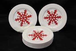 Canterbury First Frost Red Snowflake Christmas Salad Plates 7 3/4&quot; Lot of 7 - £31.28 GBP