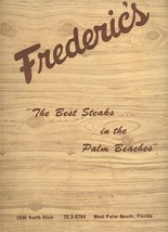 Frederici&#39;s Restaurant Menu North Dixie West Palm Beach Florida 1950&#39;s - £53.64 GBP