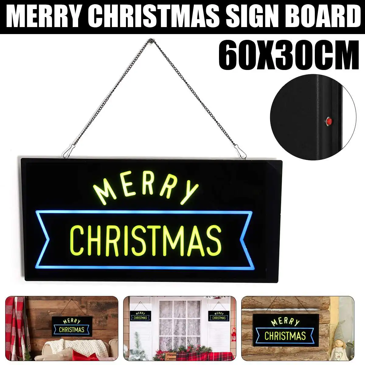 Hanging Merry Christmas LED Sign d Light Party Home Decor Resin Commerci... - $163.26