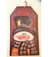 Wooden Wall Sign SNOWMAN Plaid Scarf 14&quot; Wood Plaque Country Farmhouse D... - $9.83