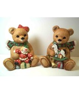 Pair of HomcoTeddies with Christmas gifts #5251 MIJ Xmas Teddy set 1970s... - $20.51 CAD