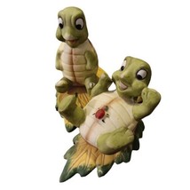 Pair of VTG Homco Turtles on Leaf Ladybug Caterpillar Figurines Ceramic Bisque - £11.17 GBP